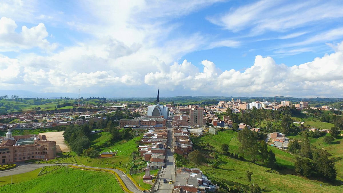 Aerial view of Kigali, Rwanda, with its green hills